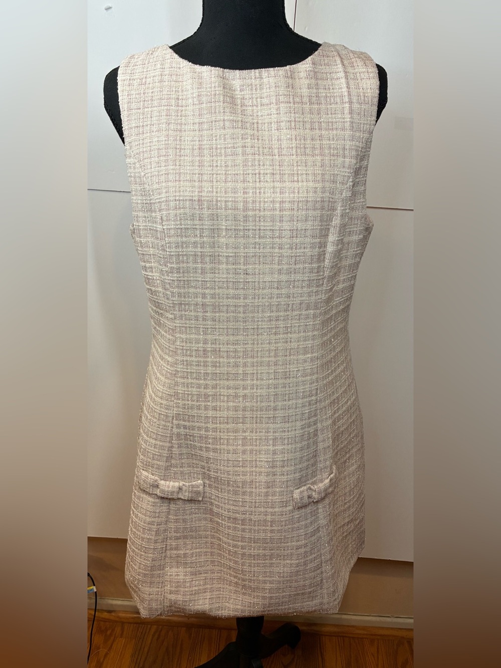 NWT Loucia Pink Textured Tweed Inspired Shift Dress Sleeveless Size Large